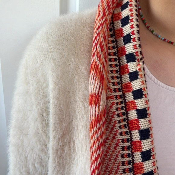 MAX SPORT acrylic southwestern knit sweater L ivory EUC - Picture 4 of 9